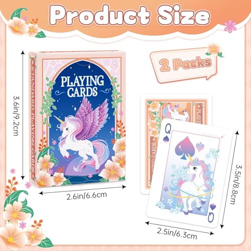 Playing Cards 2 Pack, 2 Deck of Cards, Unicorn Theme Playing Cards | Standard, Poker Cards Set for Card Games, Family Game Night, Blackjack, Unicorn Party Favors, Birthday, Stocking Stuffers - style: Unicorn