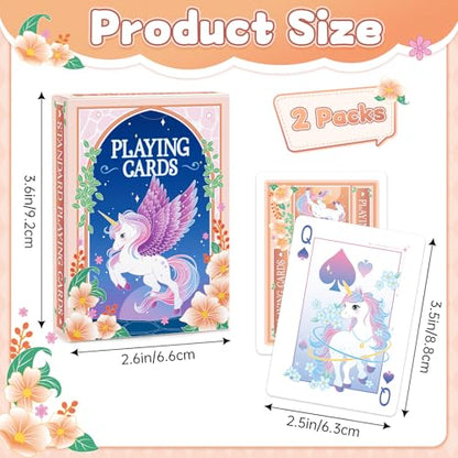 Playing Cards 2 Pack, 2 Deck of Cards, Unicorn Theme Playing Cards | Standard, Poker Cards Set for Card Games, Family Game Night, Blackjack, Unicorn Party Favors, Birthday, Stocking Stuffers - style: Unicorn