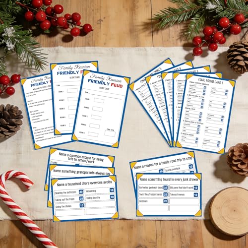 Family Feud Game for Adults and Kids with 2 Buzzers, Fun Trivia Quiz Card Game for Family Game Night, Holiday Gathering, Party & Team Building, Interactive Board Games for Group Activities