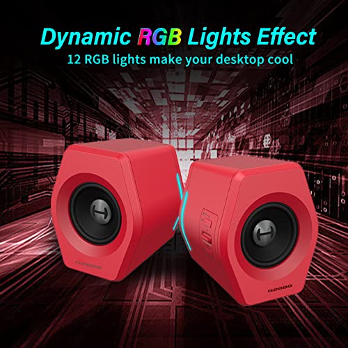 Edifier G2000 32W PC Gaming Computer Speakers for Laptop Mac Desktop Computer Woofer Speakers Bluetooth USB 3.5mm AUX Inputs RGB Lights Multimedia Speakers Red - color: red