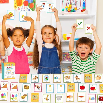 gisgfim 100 PCS Opposites Memory Matching Game Sight Words Concentration Memory Card Educational Game for Kids Preschool Learning Educational Ages 3-8 A Fun & Fast Gift Activities Matching Games - style: Opposites