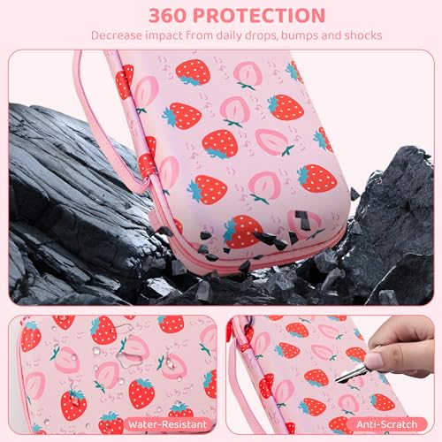 RHOTALL Pink Strawberry Carrying Case for Nintendo Switch 2 (2025) 7.9'', Cute Slim Hard Protective Travel Carry Case with 9 Game Cartridges Slots, Accessories Bundle Holder, Shoulder Strap - color: pink 12