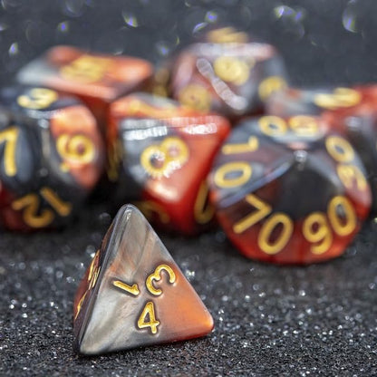 Sage’s Portal Stones DND Dice Set Acrylic Opaque 7-PC Polyhedral DND Dice Set for Dungeons and Dragons D&D Sage’s Cantrips RPG Tabletop TTRPG (Copper/Mica/Gold) - color: Copper/Mica/Gold