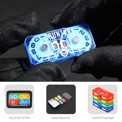 4Pcs MTG Life Counter Twin Digits with Metal Box, Health Tracker Life Counter for MTG Magic Card Games Accessories, Compatible with Magic the gatering Tabletop RPG D&D CCG TCG Board Games - color: D Color-4pcs