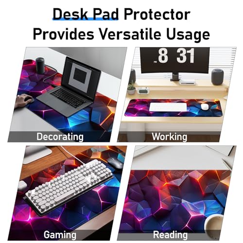 Gaming Mouse Pad, Geometric Design, Non-Slip Rubber Bottom, Stitched Edges, for Home, Office, Gaming, 31.5 x 11.8 Inch Full Desktop Large Mouse Pad for Gamers - color: geometry