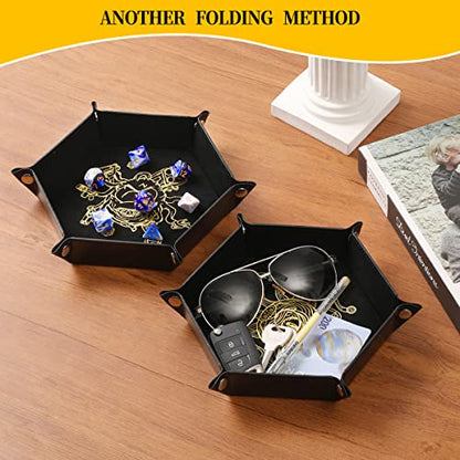 Grajar 2 Pcs Portable Folding Dice Rolling Tray Set for RPG DND Table Games - PU Leather and Velvet Holder Storage Box - Beholder - color: Beholder
