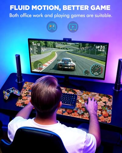 Mouse Pad, Desk Mat, 31.5x11.8in Large Mousepad, Blossoms | Desk Pad with Stitched Edge & Rubber Non-Slip Bottom, Gaming Mouse Pad, Extended Mousepad for Home, Office - color: Blossoms
