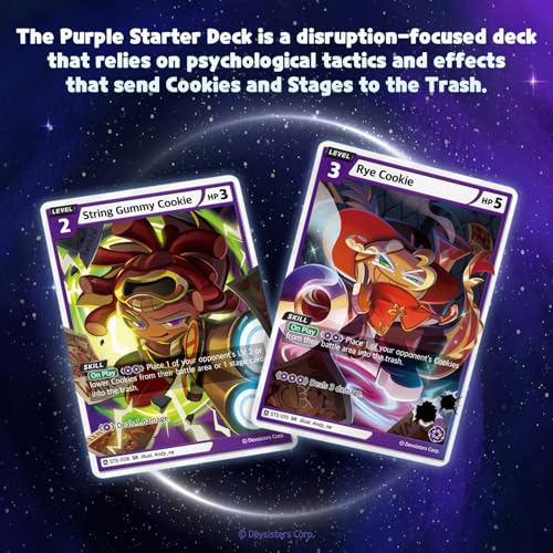 CookieRun Trading Card Game: Starter Deck Purple | 2 Player Competitive TCG | 20 Minutes | Includes 60 Cards - style: Purple