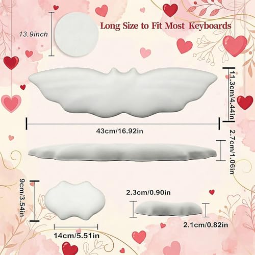 Keyboard Wrist Rest - Leather Halloween Bat Wrist Pad for Mouse | Wrist Rest with Non-Slip Base, Wrist Pad for Keyboard,Arm Rest for Desk Computer Laptop Mac Gaming Office White - color: White