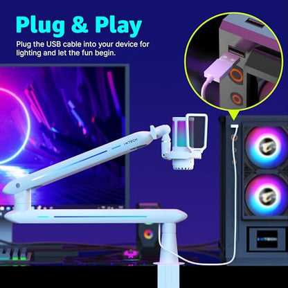 RGB Low Profile Boom Arm for Mic, Adjustable Microphone Arm Stand with Desk Mount Clamp, Rotatable Microphone Boom Arm Mic Stand with Cable Management for Podcast Streaming Gaming Studio. - color: 5 LIZARD RGB