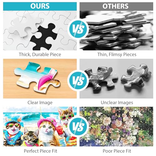Puzzles for Kids Ages 4-8 6-8 8-10 Year Old and Seniors - Funny Cats Puzzle Beach Kitten Jigsaw Puzzles, 100 Piece Puzzle for Toddler Children Learning Educational Puzzles Toys for Boys and Girls - size: Cats Puzzles
