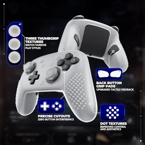 PlayVital Silicone Cover Skin for Nintendo Switch 2 Pro Controller – 3D Studded Edition Anti-Slip Grip Protector Case for Switch 2 Pro with Back Button Cap & Thumb Grips - Clear White - color: Clear White