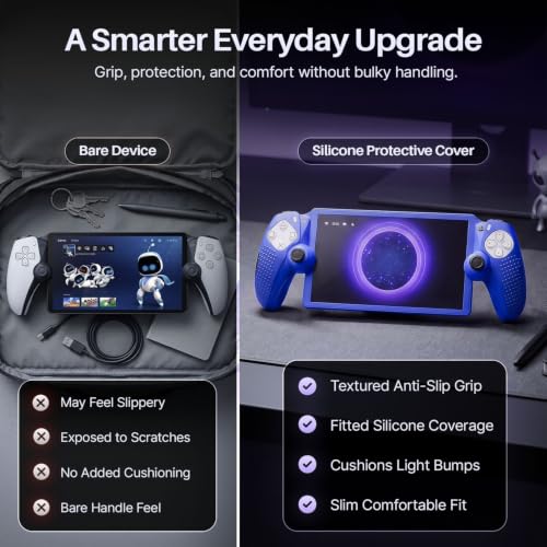 TNP Blue Silicone Case Cover Skin Compatible with PlayStation Portal | Protective soft-grip shell for steadier handheld play; 1 flexible cover only, console and thumb grips not included - color: Blue