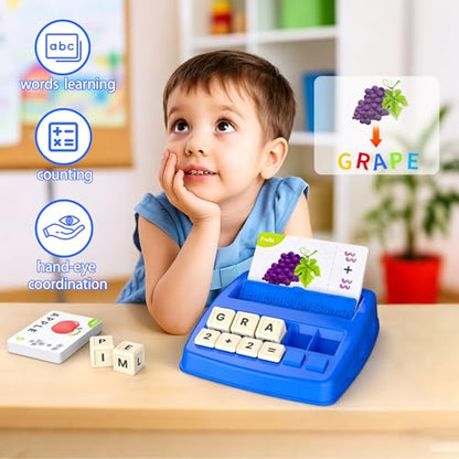 Educational Toys Learning Games for Kids 3-8, Matching Letter Spelling Early Math Game for Preschool& Kindergarten Kids Boys and Girls ，Christmas Birthday Gift for 4 5 6 7 Boys Girls（Navy Blue） - color: Navy Blue