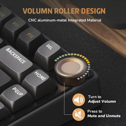 RK ROYAL KLUDGE R75 Wired Mechanical Keyboard with Volume Knob, 75% Mechanical Gaming Keyboard Gasket Mount, Hot Swappable Silver Switch, MDA Profile PBT Keycaps, Creamy Keyboards, Black - color: black