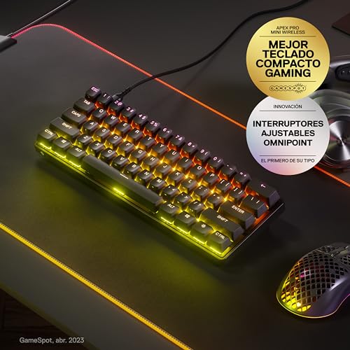 SteelSeries Apex Pro Mini HyperMagnetic Gaming Keyboard – Adjustable Actuation – Compact 60% Form Factor – RGB – PBT Keycaps – USB-C - size: Pro Mini 60%, style: Gen 2 Wired