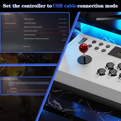LENISUOLE Wired Arcade Stick Compatible with PS5/PS4/PC/, for PS5 Fight Stick with Programming Function, Turbo Function, 9.8FT Braided Cable Fight Stick