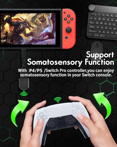 Bluetooth Adapter for PS4/PS5/Switch, Wireless Controller Adapter, Compatible with PS4, PS5, Switch, Windows PC, Android TV Box, Steam | Wireless Controller Adapter Compatible with PS4, PS5, Switch, Windows PC, Android TV Box & Steam