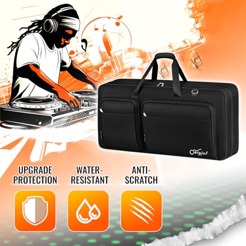 SNIGJAT DJ Controller Case for DDJ FLX10/GRV6/REV5 with Laptop Compartment | Padded Large DJ Controller Bag Fits DDJ REV7/REV5/FLX6/1000, Gig Bag with Multi-Pocket and Adjustable Shoulder Strap - color: Black, style: No Wheels