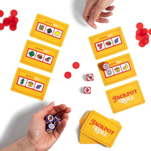 Jackpot Roll by Relatable – A Fast Paced Casino Themed Dice Game for Family Game Night and Games for Adults – Includes 20 Betting Tokens, 50 Cards, 12 Dice and Instructions