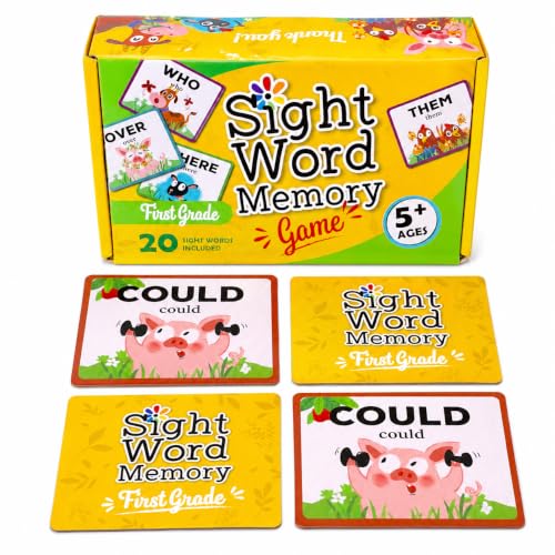 Sight Word Memory Game for Kids Ages 4-8, Matching Card Game for Preschool, Kindergarten, 1st & 2nd Grade, Learn to Read Educational Reading Game for Homeschool & Classroom (First Grade)