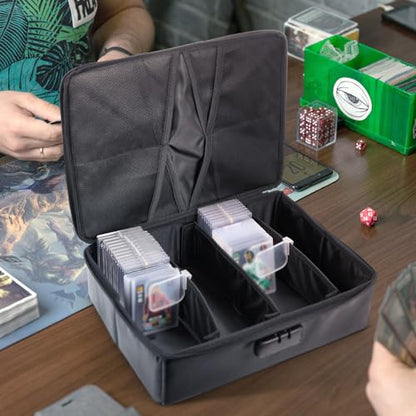 Dansydaisy 102+ 4 Row Graded Card Storage Box with Combination Lock, Waterproof and 5200°f Fireproof Sports Card Case Compatible with PSA, CSG, SGC, TCG