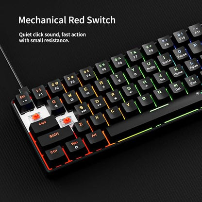Newmen GM611 Mechanical Keyboard,LEDBacklit Wired Gaming Keyboard RedSwitch | Compact Portable,Mini 61 Keys,LED Backlit,60 Percent Mechanical Keyboard,Black Keycaps,Windows Laptop PC,Linear Red Switches - color: black keycaps-red switch