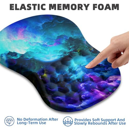 Ergonomic Mouse Pad Wrist Rest | Carpal Tunnel Pain Relief Wrist Support Mousepad with Massage Bulge Memory Foam (Nebula, 11.8x7.9 in) - color: Nebula