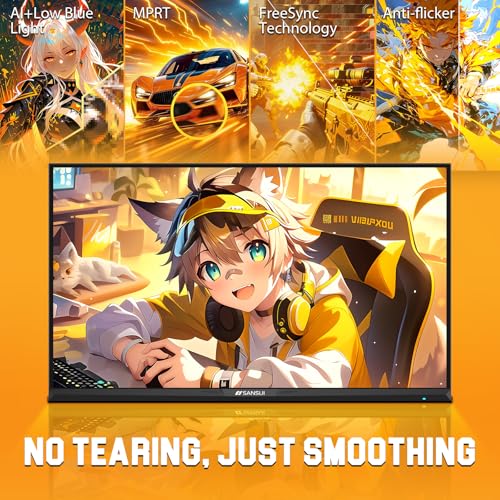SANSUI Gaming Monitor 27 inch 1440p 200Hz 180Hz, WQHD Fast IPS 1ms Computer Monitor, FreeSync Premium | Brightness 400Nits | 130% sRGB | 10Bits | HDR | ErgoStand | VESA Mount | 2×DP 1.2 & 2×HDMI - size: 27.00001