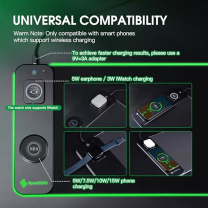 M15WR Wireless Charging RGB Gaming Desk Mat/Mouse pad, 3 in 1 Wireless Charging, 15 RGB Light Modes (Sound Pickup Mode, Power Failure Memory Function), 31.49" x 11.81" Non-Slip Rubber Base