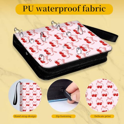 AXUASSILD 4 Pocket Card Binder, Premium Trading Card Holder Fits 400 Cards With 50 Removable Sleeves, Cute Portable Collection Card Ablum Holder Funny Cute Cherry Bow - color: Funny Cute Cherry Bow