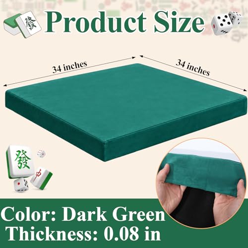 party greeting Game Table Cover for Square Tables Game Tablecover Folding Elastic Contraction Felt Gaming Mat for Card Playing Poker Cards Mahjong Puzzles Board Games (Green 34 x 34 Inch) - color: Green