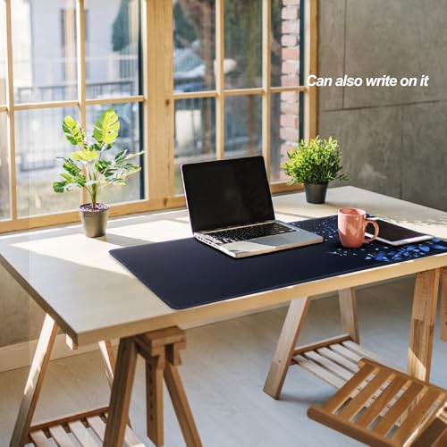 Large Gaming Mouse Pad-70x30 Blueflower | Non-Slip Rubber Base 27.5x11.8IN Computer Desk Mat for PC,Mac,Laptop-Stitched Edges and Smooth Surface for Office,Home,Work - color: 70x30 Blueflower