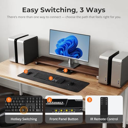 TESmart USB 3.0 HDMI KVM Switch 1 Monitor 4 Computers 4K@60Hz, L/R Audio & Microphone, 4 Port EDID Emulators, Hotkey Switching, Button Switching with Remote Switch and All Input Cables - size: USB 3.0 for 4 computers 1 monitor