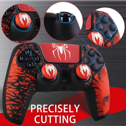 Non-Slip Silicone Cover for PS5 Controller with Thumbstick Caps x 2 & Sticker x 1(Spider Theme) - color: 5
