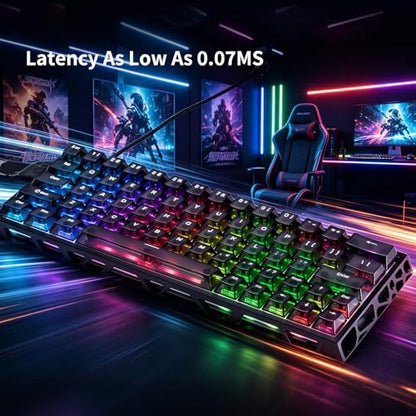 IROK MG63 64 Keys Wired Magnetic Switch Keyboard, 512KHZ All Keys Scan Rate, PCB Nano-Coating Waterproof, ARGB Light and Shadow Coexist 8KHZ/CNC Carved Aluminum Gaming Keyboard (Black) - color: Black