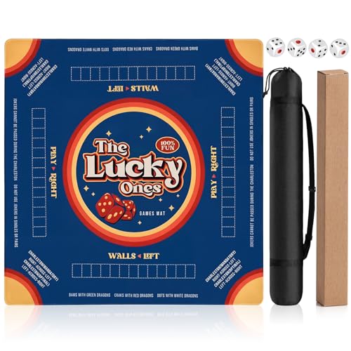 Rolled Shipping Mahjong Mat with Rules for Table 32.4''x32.4'', Mah Jongg Mat with Carrying Bag for American Mahjong, Poker, Board Games, Card Games & Dominoes (Dark Royal Blue) - color: Dark Royal Blue