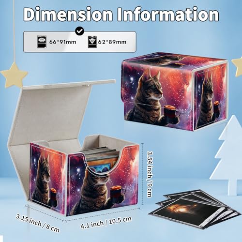 for MTG Commander Deck Box,Card Deck Box for Trading Yugioh MTG,Fits 100 Double Sleeved Cards,PU Leather Strong Magnet Case for Magic Commander TCG CCG,Cat Pink Glitter - color: Cat Pink Glitter