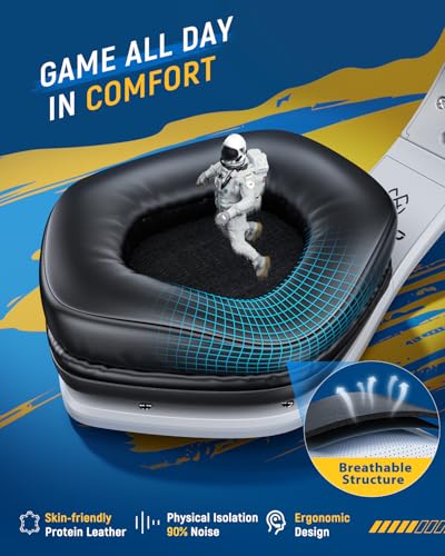 Tatybo Wireless Gaming Headset with Mic, 7.1 Sound 50mm Driver, White Black | 3-mode 2.4G/BT 5.3/USB-C; 30H battery; low latency for PS5/PS4/PC/Switch/Laptop - color: White Black