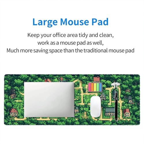 Game Map Gaming Mouse Pad Desk Pad Pixel Art Streets Buildings Grass Large Gaming Mouse Mat with Stitched Edges,Non-Slip Waterproof Rubber Base Mouse Mat 31.5"x11.8" - color: Game-map, size: 31.5" x 11.8"