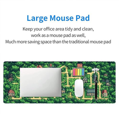 Game Map Gaming Mouse Pad Desk Pad Pixel Art Streets Buildings Grass Large Gaming Mouse Mat with Stitched Edges,Non-Slip Waterproof Rubber Base Mouse Mat 31.5"x11.8" - color: Game-map, size: 31.5" x 11.8"