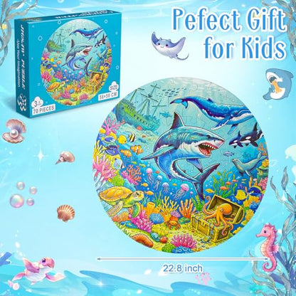 Civaner 70 Pieces Floor Puzzles Round Large Puzzles for Kids Ages 3-5 5-8 Jumbo Jigsaw Puzzle Educational Gifts for Toddlers Girls Boys Baby Shower Holiday Birthday(Ocean) - style: Ocean