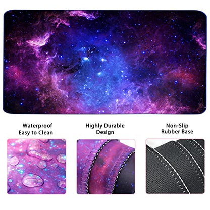 Large Mouse Pad and Keyboard Wrist Rest, Desk Pad for Keyboard and Mouse, 4-in-1 Large Gaming Mouse Pad with Wrist Support, Desk Mat for Home Office Study Game-Galaxy Fluid - color: Galaxy