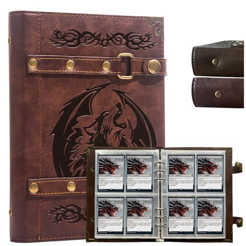 Collector Card Binder,4 Pocket Trading Card Binder,240 Cards | Portable Card Games Display Storage Cases Premium Collector Card Album For MTG,TCG,Game Cards(x8-Wolf-Red) - color: x8-Wolf-Red