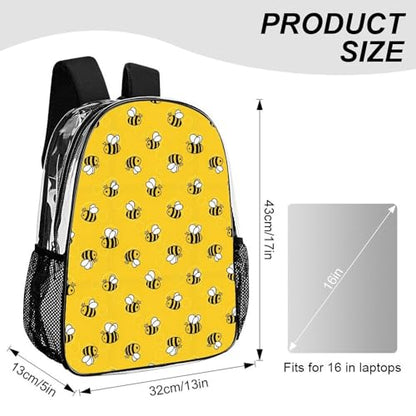 Clear Transparent Beach Backpack Waterproof Sand Water Resistant | Heavy Duty, Yellow Bees And Honey, Transparent, PVC See Through Daypack - color: Pattern (504)