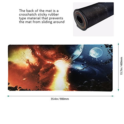 XXL Professional Large Mouse Pad & Computer Game Mouse Mat (35.4x15.7x0.1IN, 90x40 fireball007) - color: 90x40 fireball007, size: 35.4x15.7x0.1IN