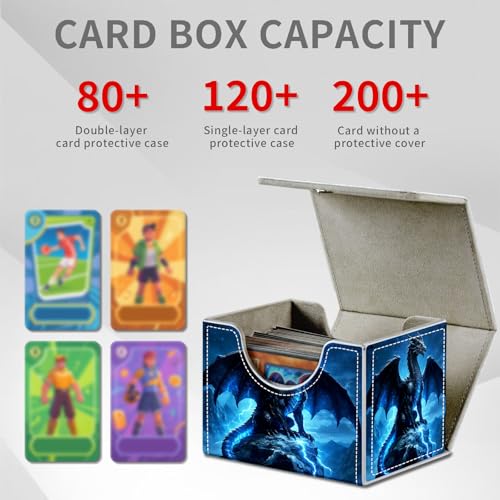 Blue Dragon Lightning for MTG Deck Box, 100+ Double Sleeved Card Storage Case, PU Leather Commander Deck Case for TCG Magic Yugioh, Magnetic Closure - color: Blue Dragon Lightning