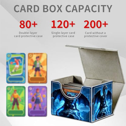 Blue Dragon Lightning for MTG Deck Box, 100+ Double Sleeved Card Storage Case, PU Leather Commander Deck Case for TCG Magic Yugioh, Magnetic Closure - color: Blue Dragon Lightning
