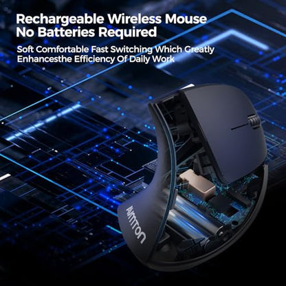 AVMTOM Wireless Mouse Wireless Gaming Mouse Rechargeable PC Mouse with RGB Backlit 6 Buttons Adjustable Ergonomic for Laptop, PC, Computer, Desktop, Notebook etc Gaming Mouse Wireless (Pure Black)