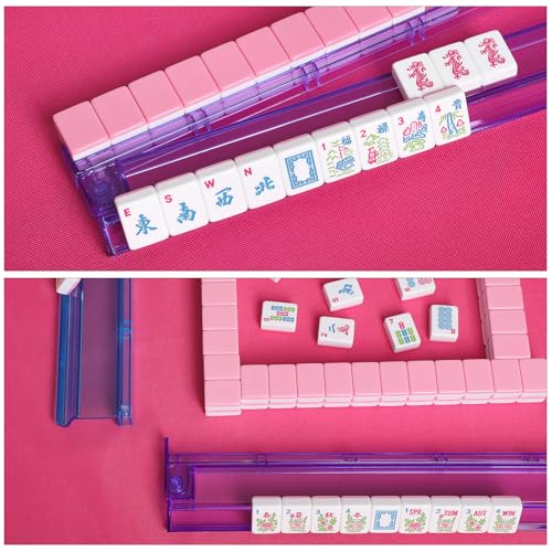 1.2”American Mahjong Tile Set, 166 Mahjong Game Set with Pink Color (Tiles Only, No Racks and Other Accessories) - color: Pink